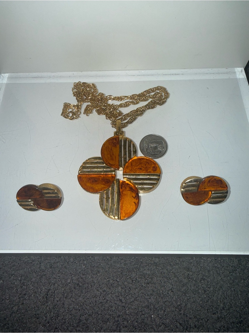 Trifari Modernist Circular Necklace & Earrings